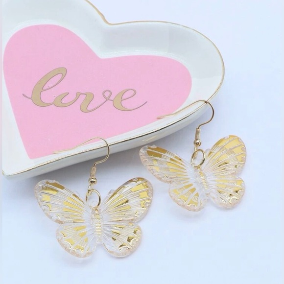 “Crystal Butterflies” Golden Bursting Explosion Wing Detailing Clear Boho Dangle - Picture 4 of 9